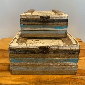 2 Hinged wooden beach treasure boxes